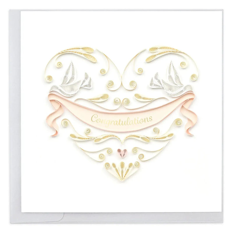 Jewish Wedding Luxury Greeting Card Chuppah Heart Quilled ART by Women Artisans
