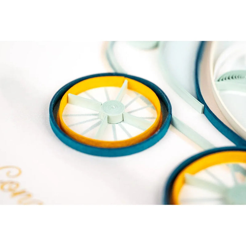 Quilled New Baby Boy Greeting Card Card  Blue Baby Stroller Hand Made by Women Artisans