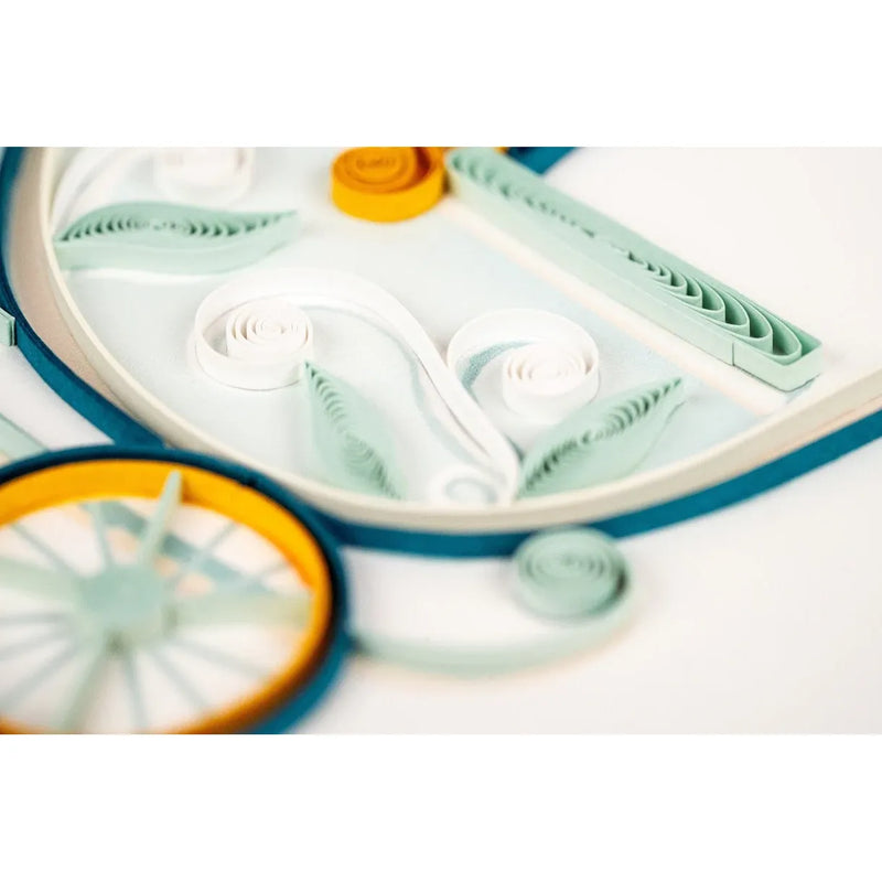 Quilled New Baby Boy Greeting Card Card  Blue Baby Stroller Hand Made by Women Artisans