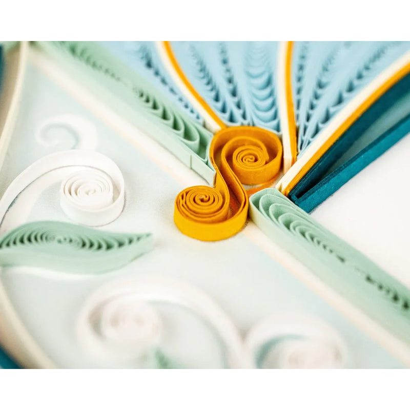 Quilled New Baby Boy Greeting Card Card  Blue Baby Stroller Hand Made by Women Artisans