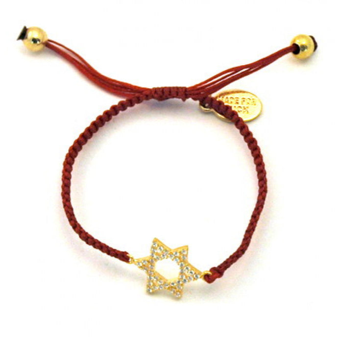 Red Macramé Bracelet Available with Swarovsky Star of David or Hamsa & Evil Eye Design may vary