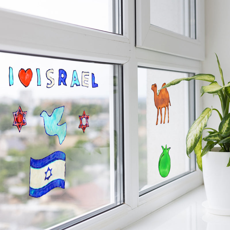 DIY "I Love Israel" Window Art 6 Plastic Suncatchers