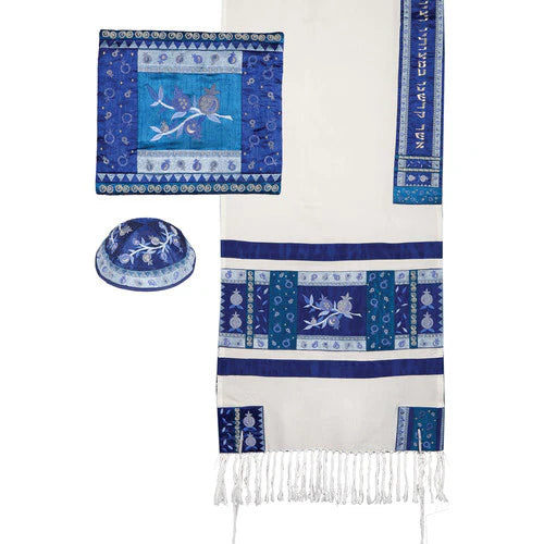 Pomegranates  Full Embroidery Tallit 20"x75" Tallis by Emanuel Judaica