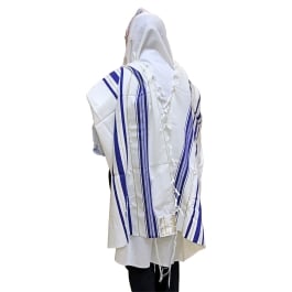 Lamb Wool Traditional Talis / Tallit - All Sizes Available; Stripes: White - Black - Blue