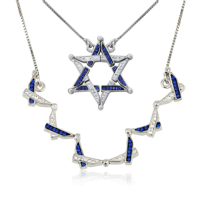 Butterfly Star of David 925 Sterling Silver CZ Reversible Necklace Sephardic Traditional Jewelry
