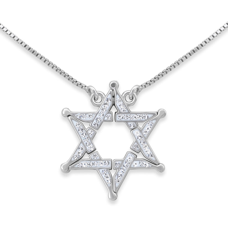 Butterfly Star of David 925 Sterling Silver CZ Reversible Necklace Sephardic Traditional Jewelry