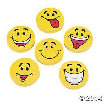 Large Smiley Face Erasers 48 - pack