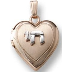 14K Yellow Gold "Chai Heart" Child's Locket with 15'' Gold Rope Chain