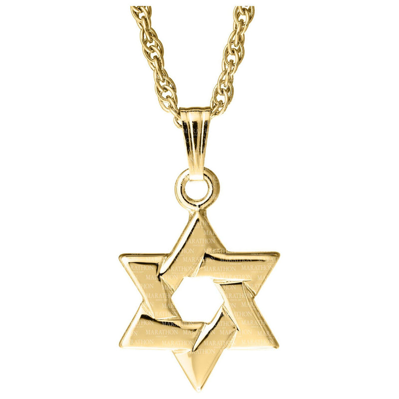 14K Solid Yellow Gold Star of David Child's Pendant
