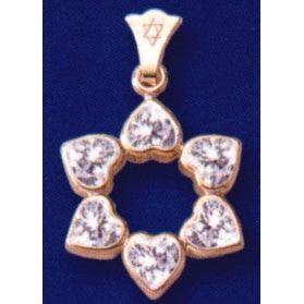 14K Yellow Gold Cubic Zirconia "Magen David" Necklace18''