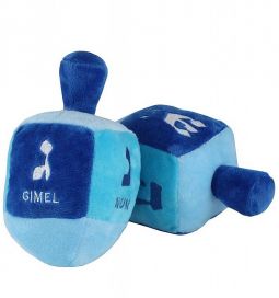 My First Plush Embroidered Blue Dreidel with Rattle (Hebrew letters are transliterated)