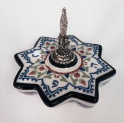 sold out Danny Azoulay Ceramic Porcelain 925 sterling silver stem Dreidel One of a Kind