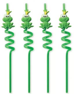 Colorful Whimsical Passover Frog shaped Straws Set of 4