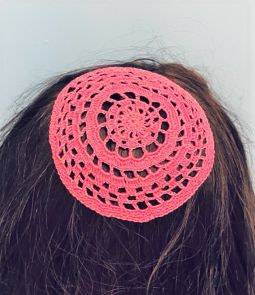 Ladies Crochet Lace Kippah / Hair Covering for Women Rose / Pink Custom Made in USA