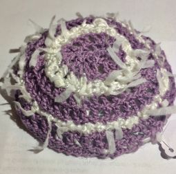 Lavender White Lace Crochet Special Knit Kippah Ladies Yarmulke Hand Made in USA