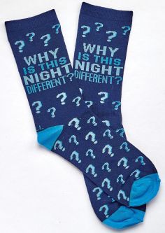 Adult Passover Crew Socks Sock "Why Is This Night Different.." Size 10-13 Fits Shoe Size 8-12