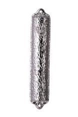 Hammered Silver Stainless Steel Mezuzah 4.5" Kosher $50.00 Parchment included