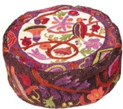 Discontinued Birds in color Bucharian Kippah / Hand Embroidered Hat By Emanuel