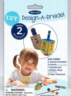 Design Your Own Dreidels Kit - Decorate 2 Large Wood Dreidels