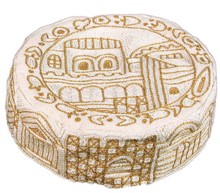 Discontinued Jerusalem Gold Bucharian Kippah / Hand Embroidered Hat By Emanuel