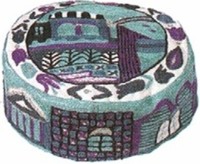 Discontinued Jerusalem Blue Bucharian Kippah Hand Embroidered Hat By Emanuel